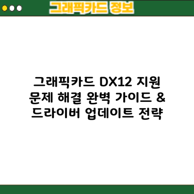 그래픽카드 DX12 지원 문제 해결: 완벽 가이드 & 드라이버 업데이트 전략
